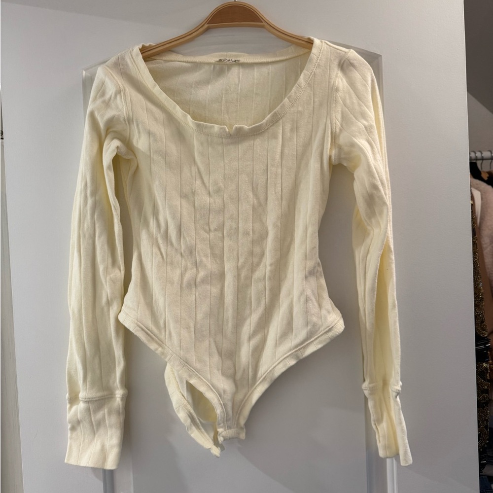 Free People Cream Knit Top